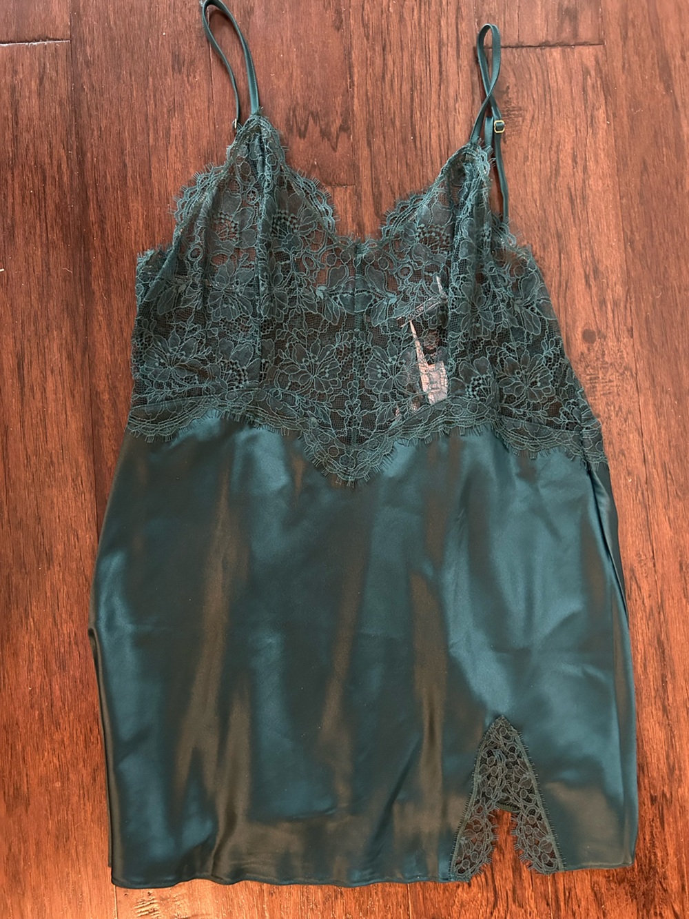 Victoria's Secret Emerald Green Satin & Lace Chemise Slip NWT Size XL